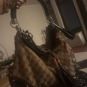 Gucci Tan and Black Signature Handbag